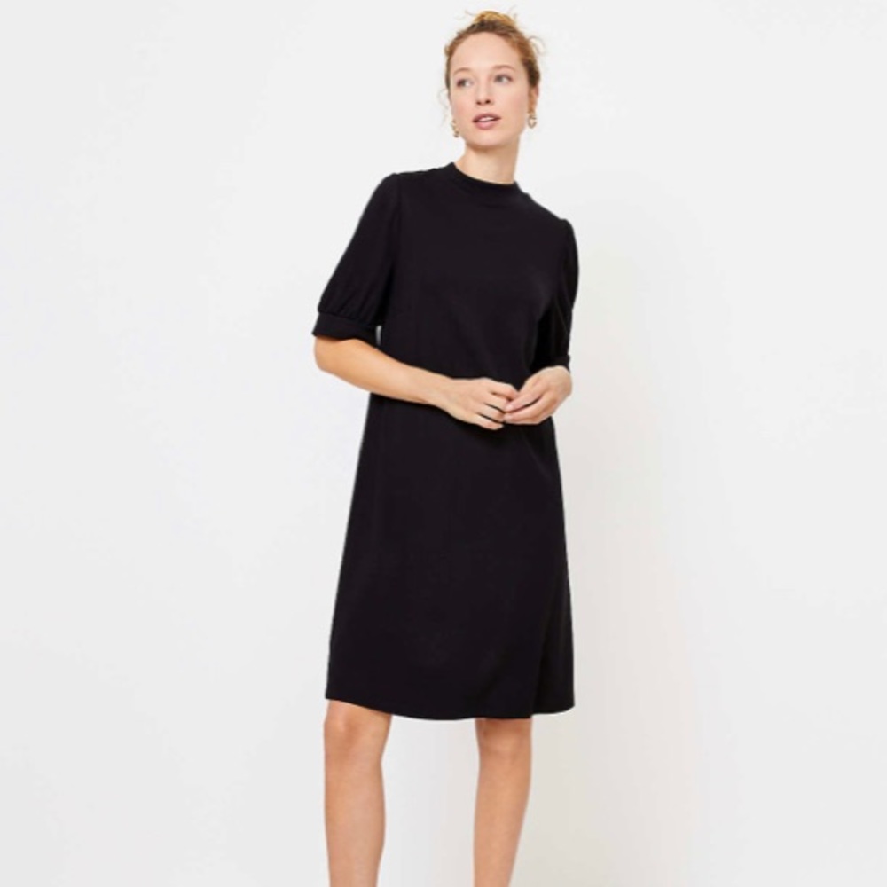 LOFT Black Ponte Shift Dress